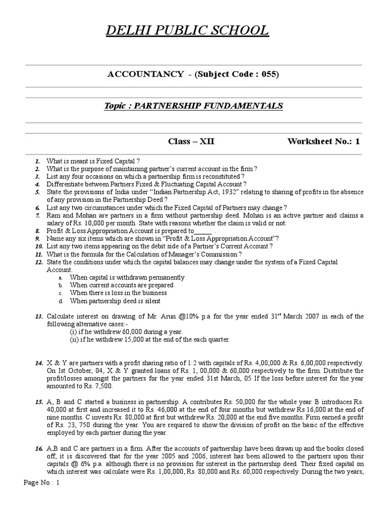 Partnership Fundamentals Pdf Interest Partnership