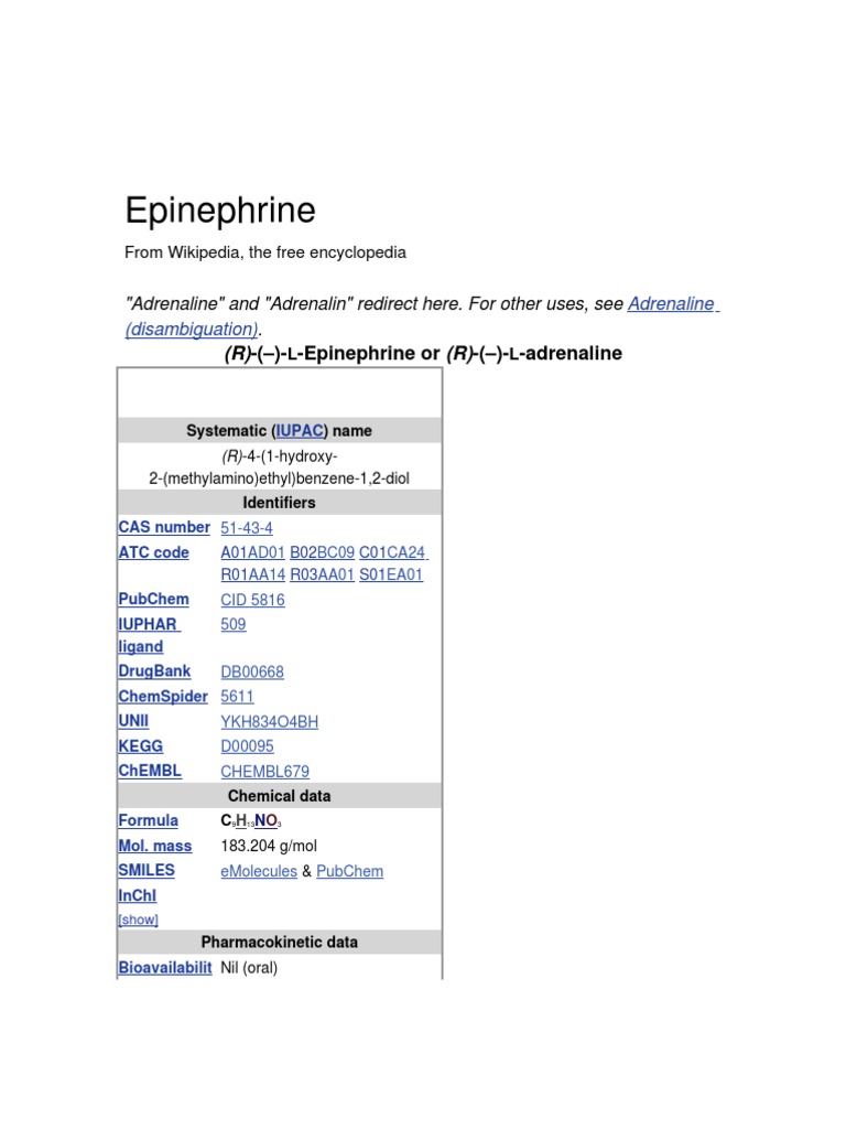 Epinephrine | PDF | Physiology | Science