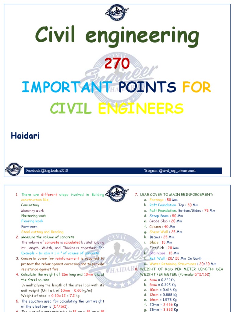 Essential Civil Engineering Points | PDF | Concrete | Cement