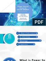 Power Source Focus On Solar Energy: Author: Arjay Besa Ivan Rey Baggay Professor: Shially Tamayo