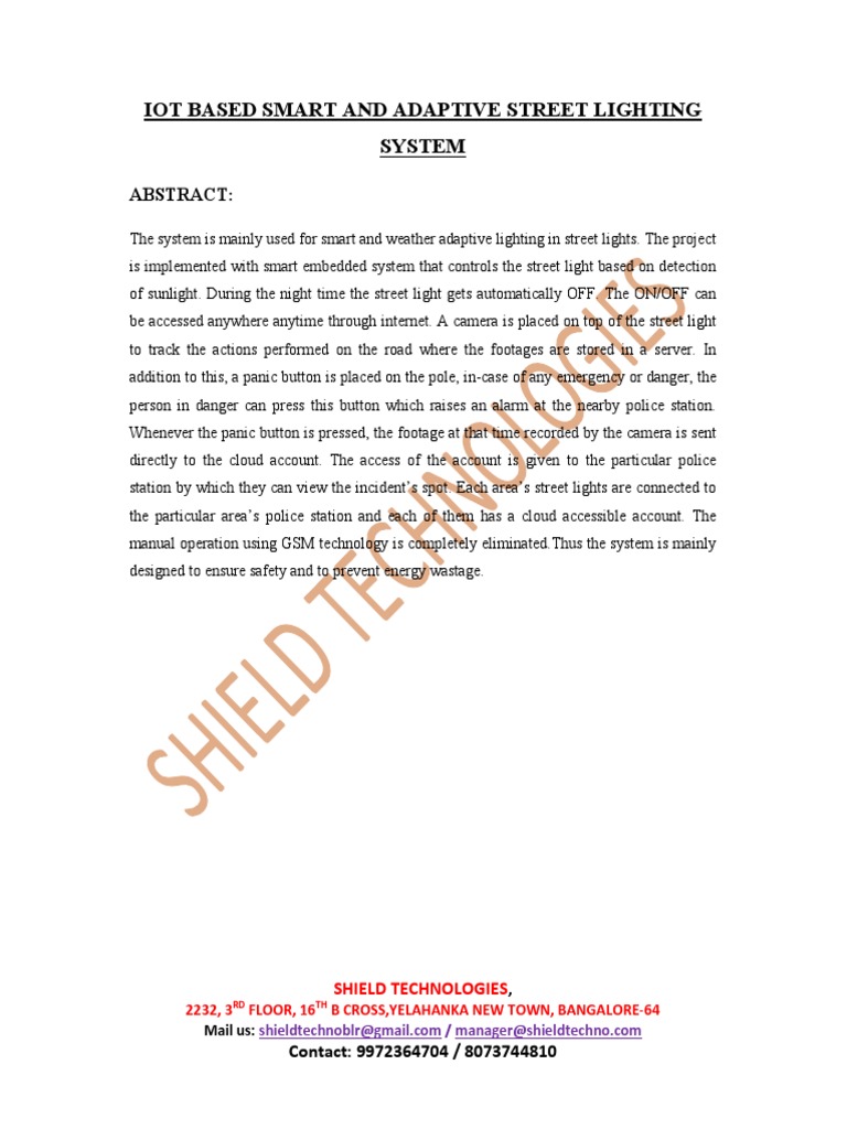 Iot Based Smart and Adaptive Street Lighting System | PDF | Business