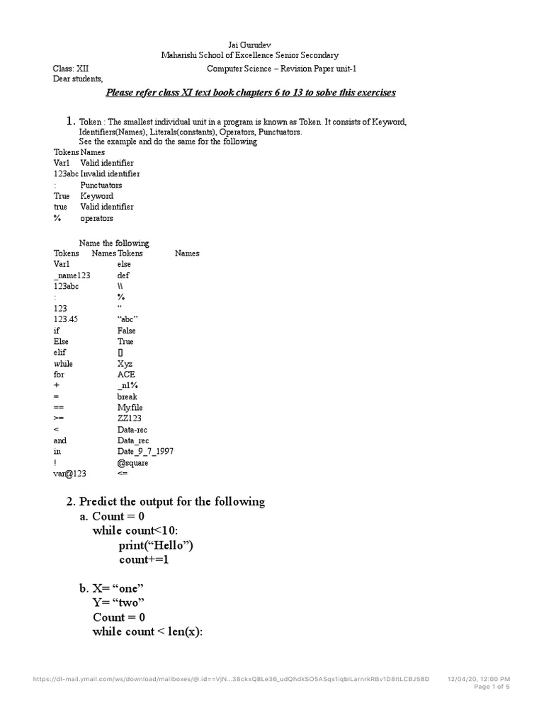Computer Science Revision: Python Basics | PDF | Data Type | Software ...