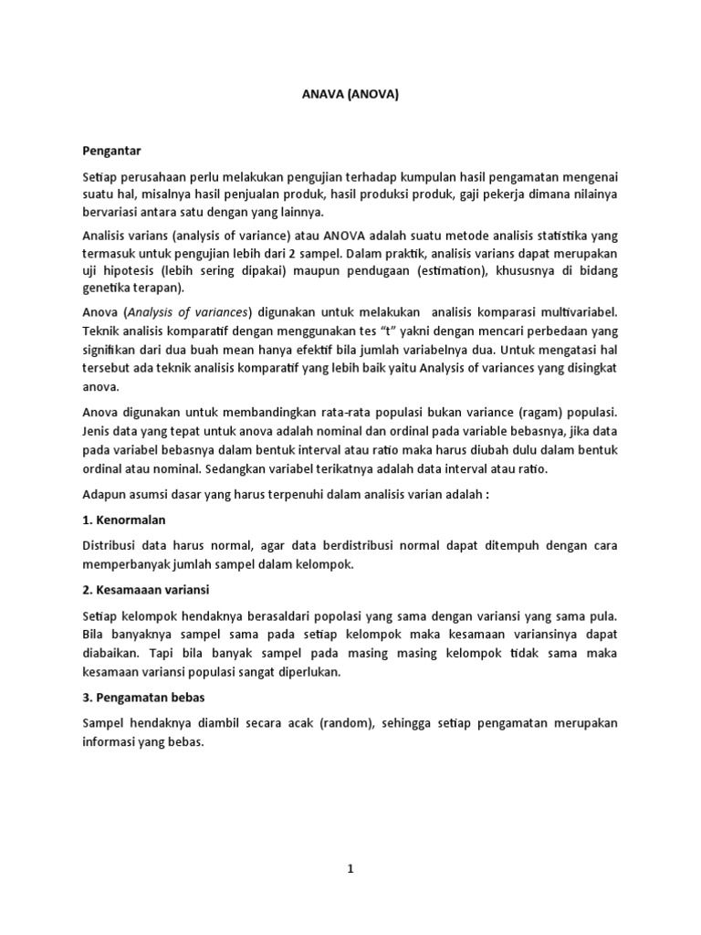 Panduan Lengkap ANOVA untuk Analisis Data | PDF | Metode & Bahan Ajar