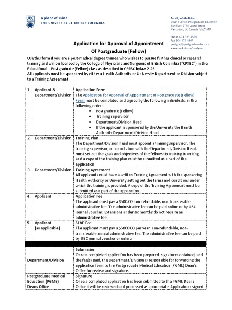 Application For Approval of Appointment of Postgraduate (Fellow) PDF