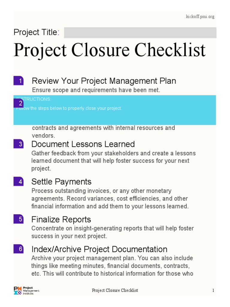 Project Closure Checklist Guide | PDF | Business