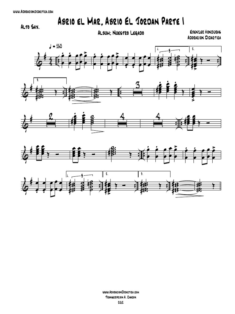 Abrio El Mar Abrio El Jordan Parte I Alto Sax | PDF