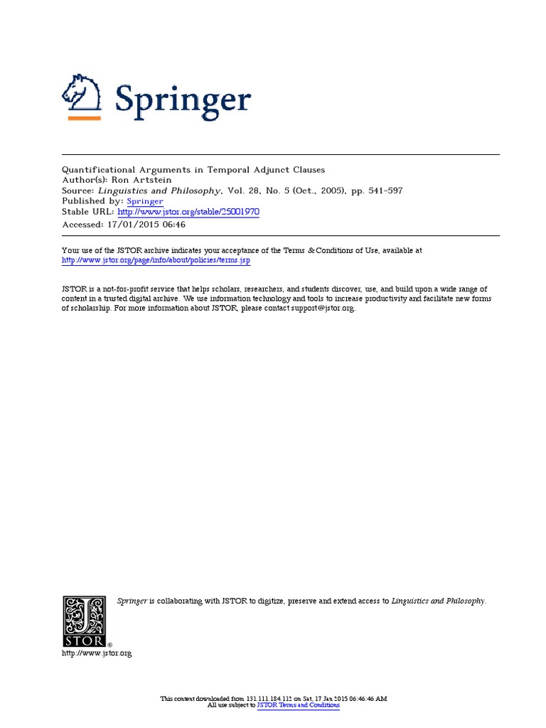 Quantification in Temporal Clauses | PDF | Clause | Predicate (Grammar)