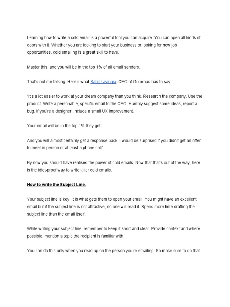 Crafting Effective Cold Emails | PDF