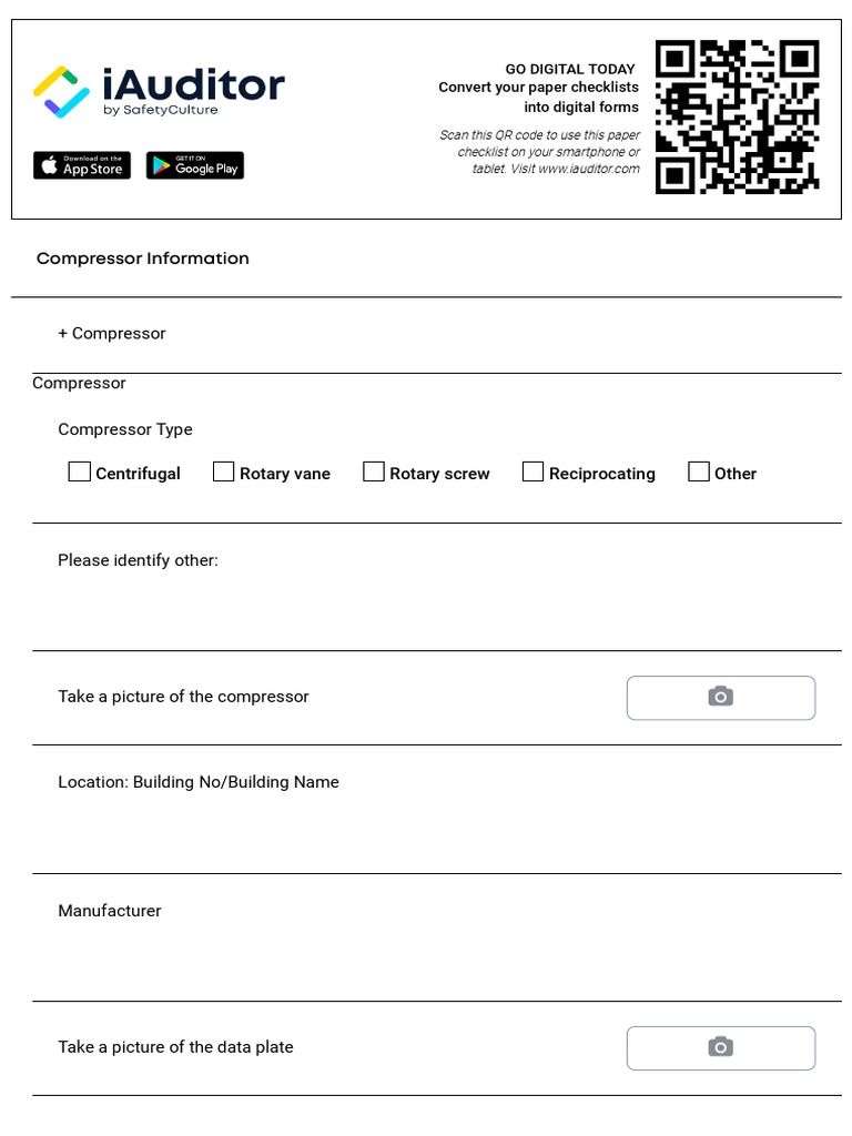 Compressor Preventive Maintenance Checklist SafetyCulture PDF Computing Information
