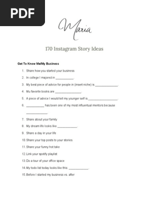 170 Instagram Story Ideas