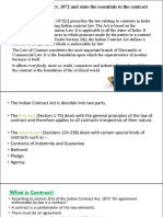 Explain Contract Act, 1872 and State The Essentials To The Contract