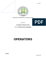 Operators: Computer Programming I (C++ Programming Language)