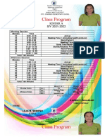 Class Program: Kinder A S/Y 2021-2022