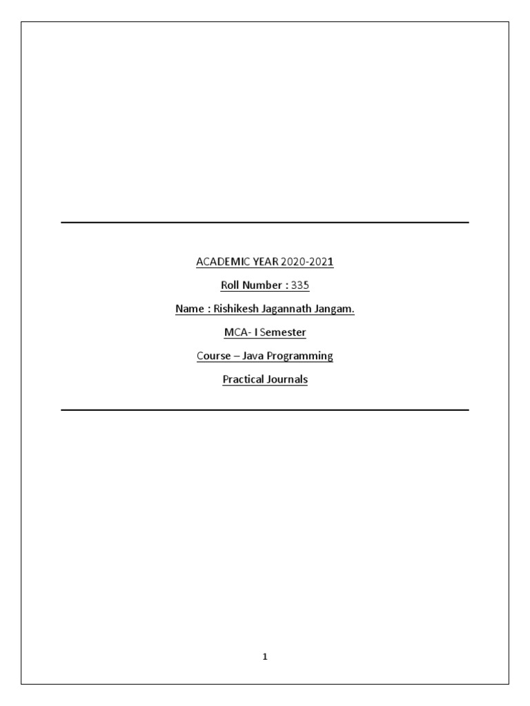 Java Programming Practical Journal | PDF | Programming | Constructor ...
