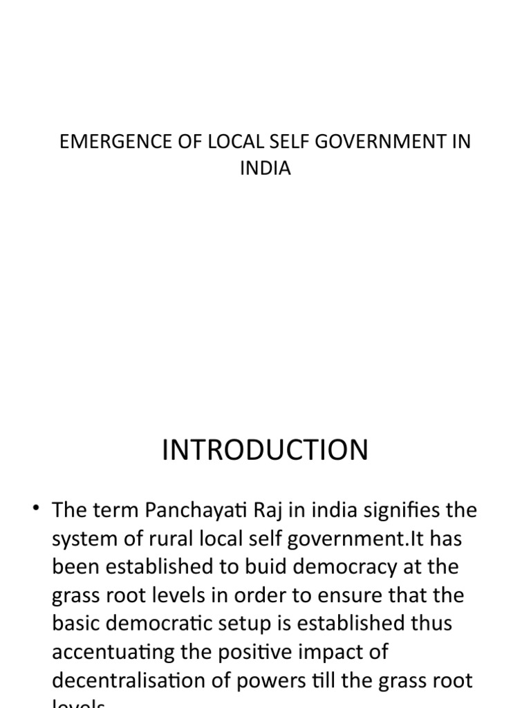 Emergence of Local Self Government in India | PDF | Politics