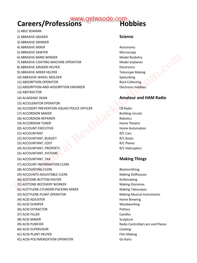 MEGA Niche List | PDF | Hobbies