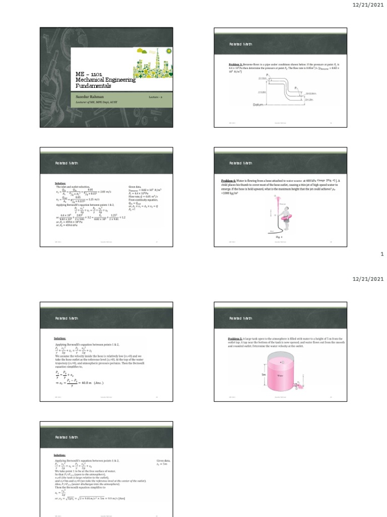 ME - 1101 Mechanical Engineering Fundamentals: Related Math | PDF