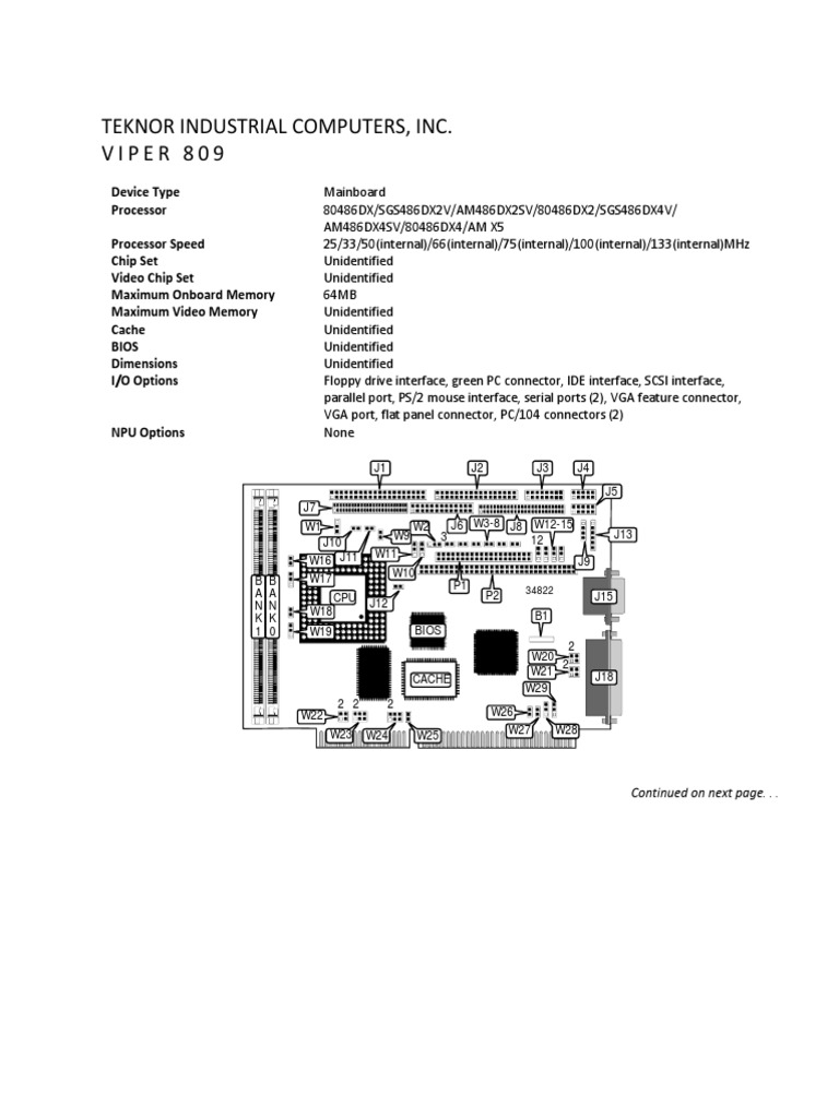 Teknor Industrial Computers, Inc. Viper 809 PDF Office Equipment