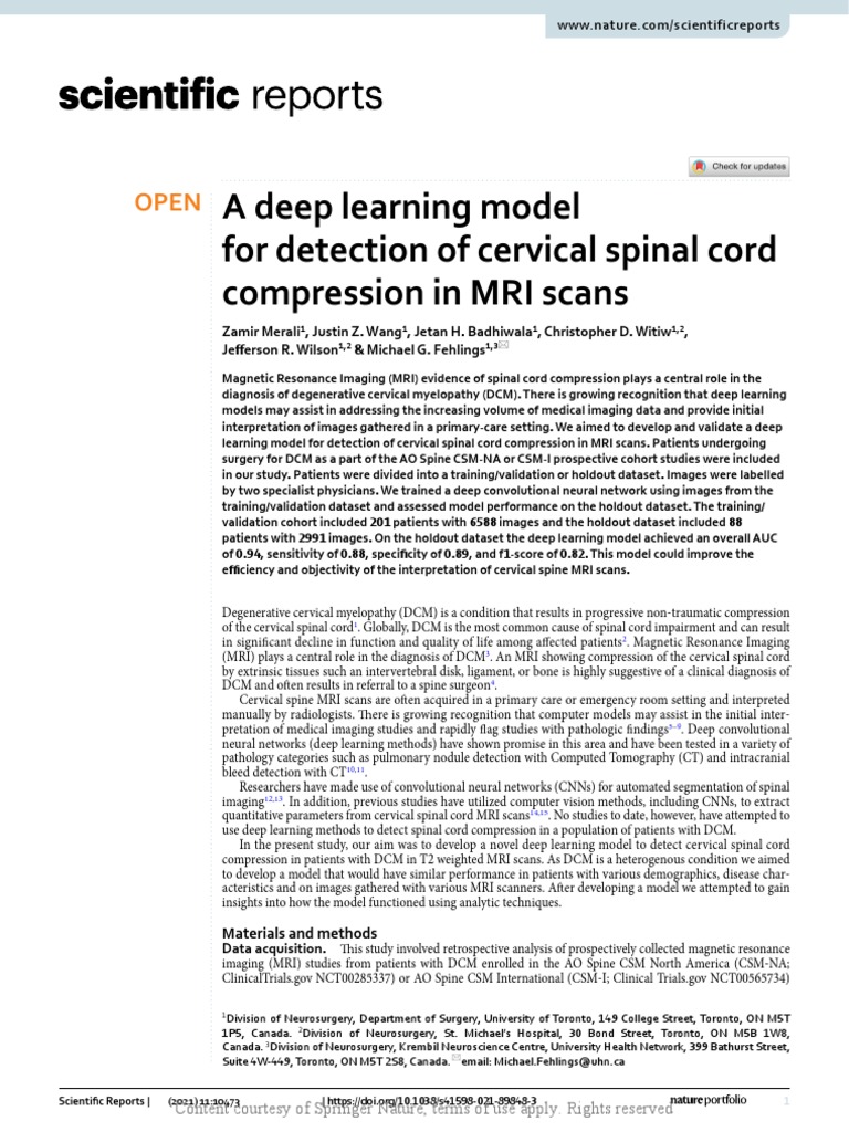 A Deep Learning Model For Detection of Cervical SP | PDF | Receiver ...