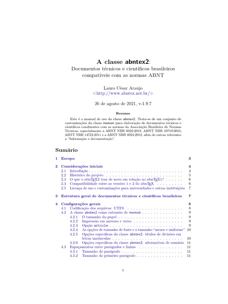 Manual da Classe abntex2 para ABNT | PDF | Citação | Texto