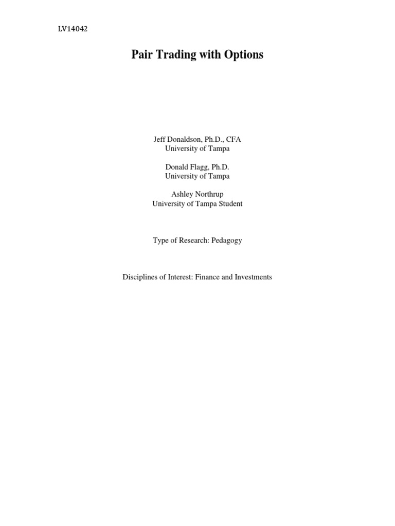 Pair Trading with Options Guide | PDF | Greeks (Finance) | Option (Finance)
