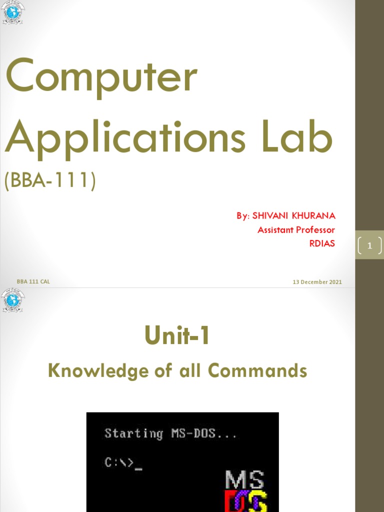 MS-DOS Command Guide for BBA Students | PDF | Command Line Interface ...