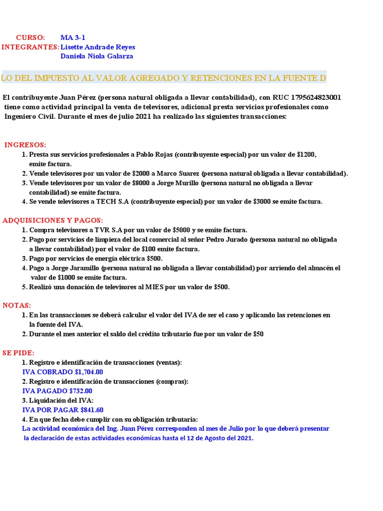 Declaración Del IVA | PDF | Factura | Impuesto al valor agregado