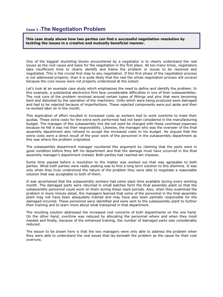 Negotiation Case Study Negotiation Indonesia