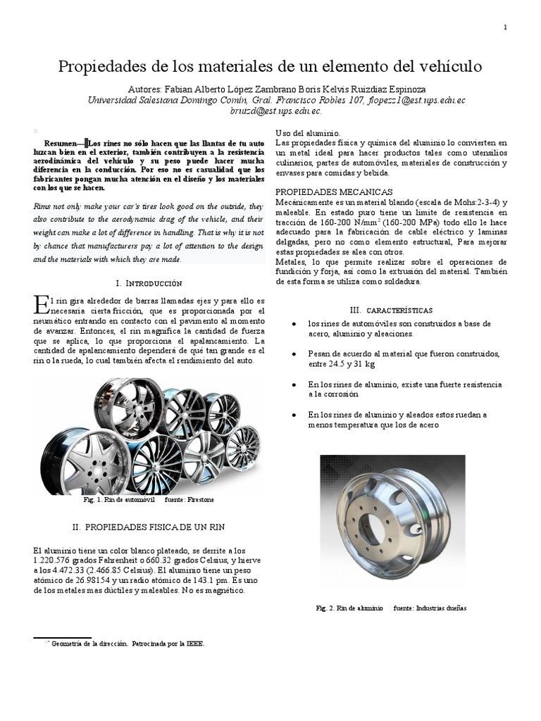 Rin de Automovil | PDF | Aluminio | Neumático