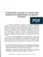 A Educação Escolar e. a Teoria Das Esferas de Objetivação Do Genero Humano - Newton Duarte