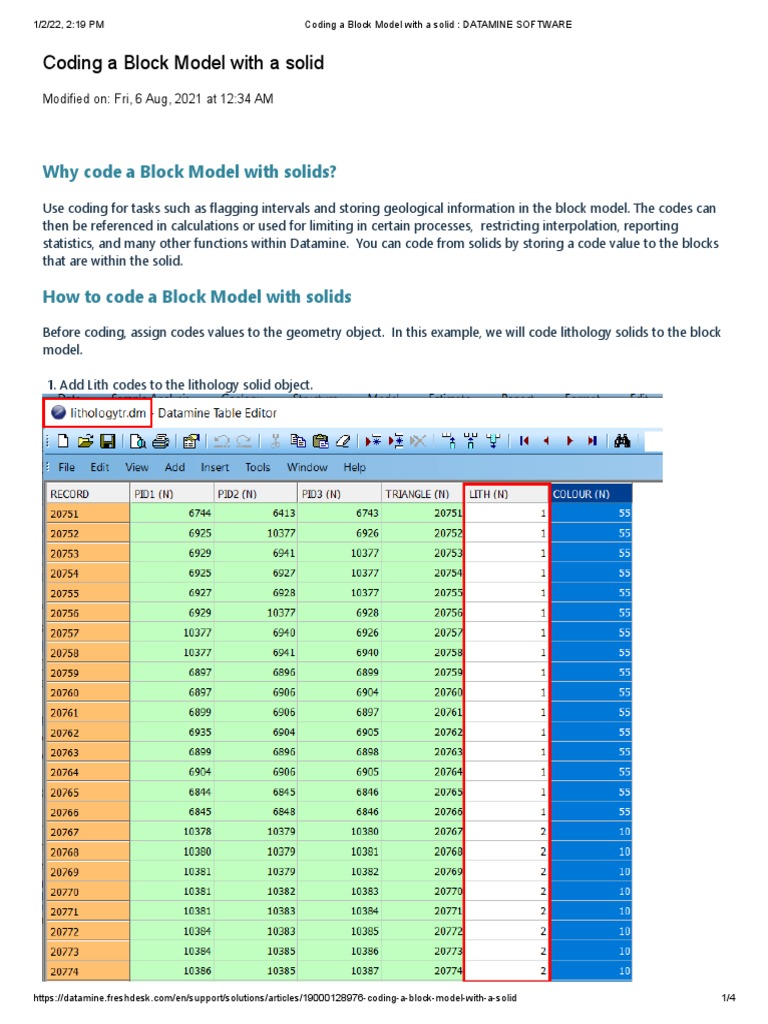 Coding A Block Model With A Solid - DATAMINE SOFTWARE | PDF | Computer ...
