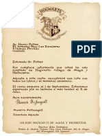 Carta de aceptación Hogwarts en español