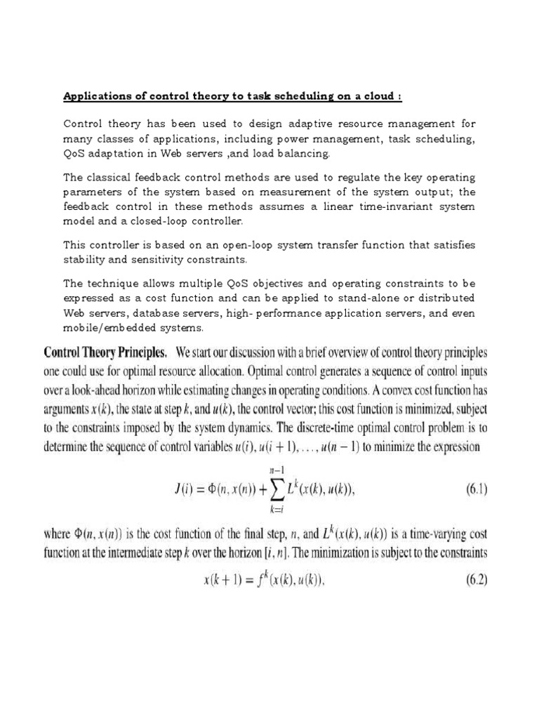 Control Theory in Cloud Task Scheduling | PDF