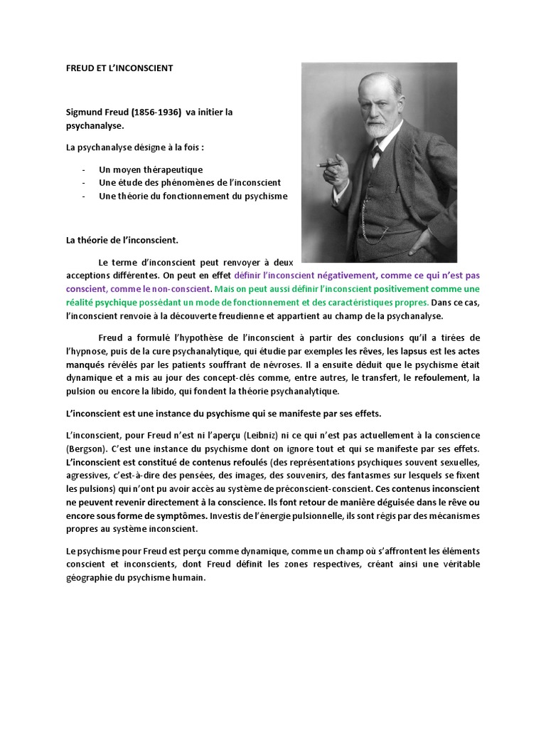 Freud et la théorie de l'inconscient | PDF | Psychanalyse | Sigmund Freud