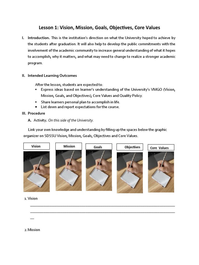 Understanding SDSSU's VMGO Framework | PDF | Goal | Competence (Human ...