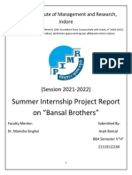 Summer Internship Project Report On "Bansal Brothers": (Session 2021-2022)