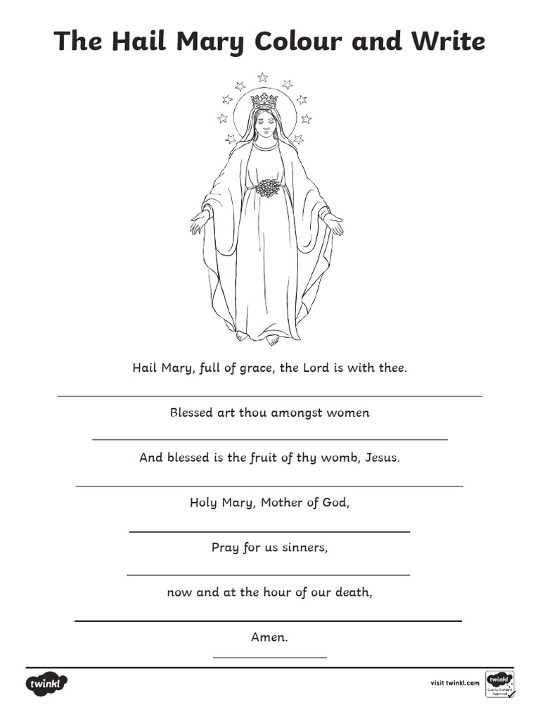 Hail Mary Colour and Write Activity Sheet | PDF