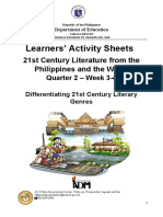 Learners' Activity Sheets: 21st Century Literature From The Philippines and The World