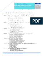 Midterm Examination in BIOLOGY I. Multiple Choice