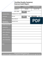 Quality System Audit Report Template