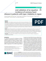 Development and Validation of An Equation To Predict The Incidence of Coronary Heart Disease in Patients With Type 2 Diabetes in Japan