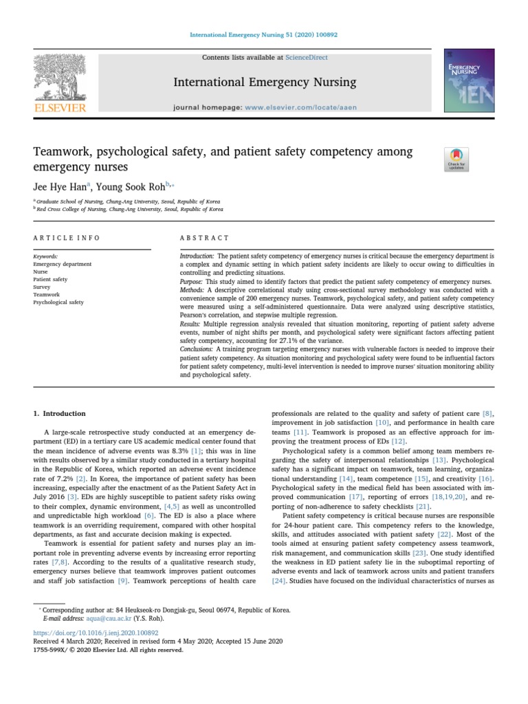 Teamwork, Psychological Safety, and Patient Safety | PDF | Patient ...