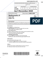 Thursday 5 November 2020: Mathematics A