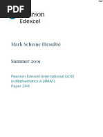 Mark Scheme (Results) Summer 2019: Pearson International GCSE in Mathematics A (4MA1)