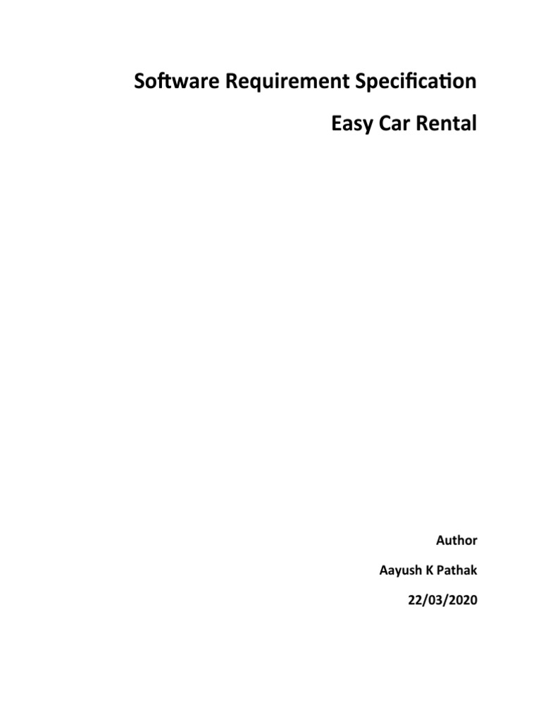 Software Requirement Specification Easy Car Rental Author Aayush K