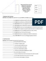 I. Modified True or False. Directions: Write TRUE If The Statement Is True and If NOT Write FALSE. (2 Pts. Each)