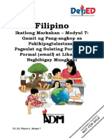 Filipino5 Q3 Mod7 Gamitngpang-Angkopsapagsulatngsulatingpormal, Dipormal (Email) Atlihamnanagbibigaymungkahi