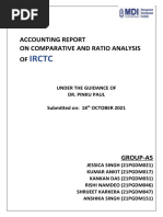 Irctc: Accounting Report On Comparative and Ratio Analysis OF