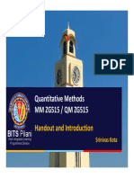 Quantitative Methods MM ZG515 / QM ZG515: Handout and Introduction