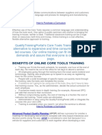 Benefits of Online Core Tools Training